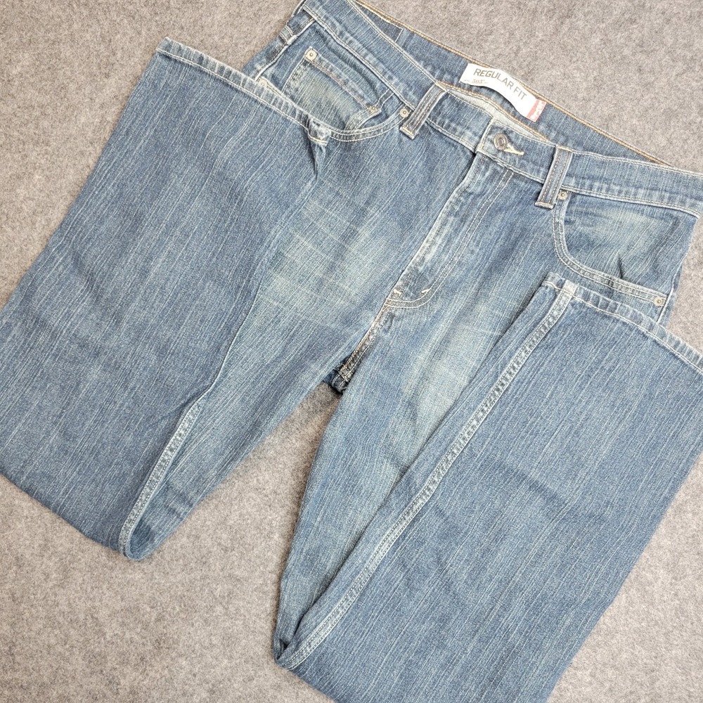 Levis 505 Jeans Mens 34x32 Blue Denim Red Tab Y2k Streetwear Grunge Regular Fit